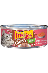 Purina Friskies Gravy Pate Wet Cat Food, Extra Gravy Pate With Salmon in Savory Gravy - (24) 5.5 oz. Cans