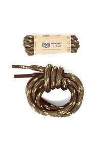 Honey Badger Work Boot Laces Heavy Duty WKevlar - USA Made Round Shoelaces for Boots - Brown Nat, 54 in (2p)