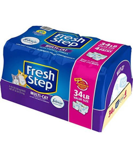 Fresh Step Multi-Cat Scented Litter With The Power Of Febreze, Clumping Cat Litter, 34 Pounds (Package May Vary) (Package May Vary)