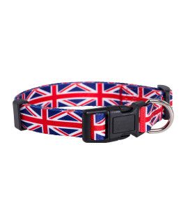 Native Pup Union Jack UK British Flag Dog Collar(UK, Large)