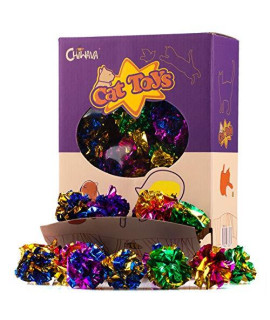 Chiwava 45PCS 1.6 Mylar Balls Cat Toy Shiny Crinkle Ball Kitten Crackle Lightweight Play Assorted Color