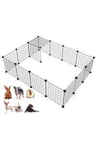 LANgXUN DIY Small Animal Playpen Pet Playpen Rabbit cage guinea Pig cages Puppy Playpen Kitten Playpen Indoor & Outdoor Portable Metal Wire Yard Fence (16pcs Metal Panels)