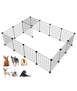 LANGXUN DIY Small Animal Playpen, Pet Playpen, Rabbit Cage, Guinea Pig Cages, Puppy Playpen, Kitten Playpen | Indoor & Outdoor Portable Metal Wire Yard Fence (16pcs Metal Panels)
