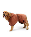 Bonawen Dog Bathrobe Soft Super Absorbent Luxuriously 100% Microfiber Dog Drying Towel Robe With Hood/Belt For Extra Large,Large,Medium,Small Dogs (Brown,Xl)