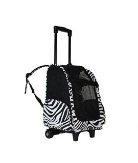 World Traveler Womens 18 Rolling Pet carrier Backpack convertible-Black Trim Zebra One Size