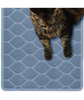 Mighty Monkey Durable Easy clean cat Litter Box Mat, great Scatter control Mats, Keep Floors clean, Soft on Sensitive Kitty Paws, cats Accessories, Large Size, Slip Resistant, 35x23, Light Blue