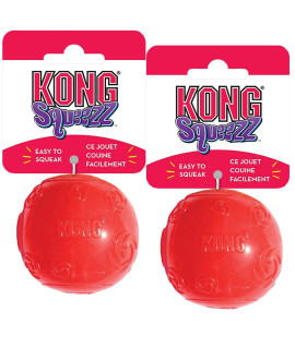 KONG Squeezz Ball Dog Toy, Medium, 2 Pack, Colors Vary