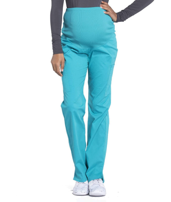 cherokee Maternity Scrub Pants for Women, Workwear Professionals Soft Stretch WW220, S, Teal Blue