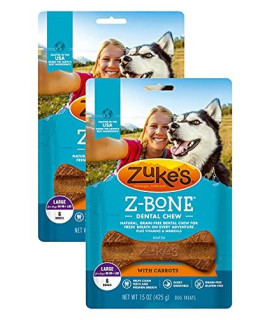 Zukes Z-Bone Dental chew Dog Treats carrot Large 12 chews