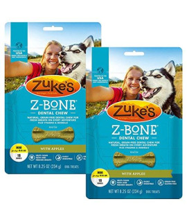 Zukes Z-Bone Dental chew Dog Treats - Apple - Pack of 2