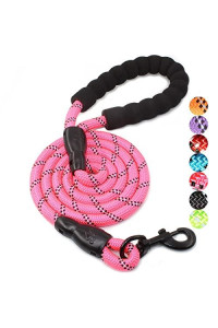 BAAPET 2/4/5/6 FT Strong Dog Leash with Comfortable Padded Handle and Highly Reflective Threads for Small Medium and Large Dogs (5FT-1/2, Pink)