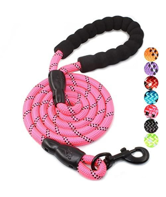 BAAPET 2/4/5/6 FT Strong Dog Leash with Comfortable Padded Handle and Highly Reflective Threads for Small Medium and Large Dogs (5FT-1/2, Pink)