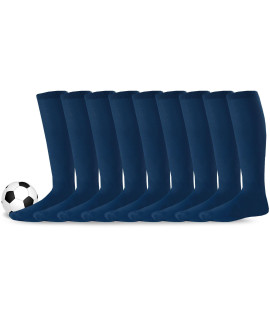 Youth to Adult Unisex Soccer Athletic Sports Team cushion Socks 9-Pairs (Youth (5-7), Navy)