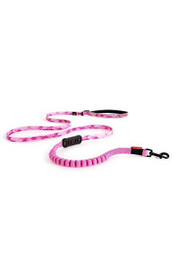 EzyDog Zero Shock Lite Bungee Dog Leash for Small Dogs - Perfect for Dogs 26 lbs or Less - Shock Absorbing Design for Superior Comfort and Control - Reflective for Nighttime Safety (72". Pink Camo)
