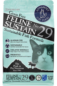 Annamaet Grain-Free Feline Sustain No. 29 Formula Dry Cat Food, (Line-Caught Cod & Free-Range Turkey), 12-lb Bag
