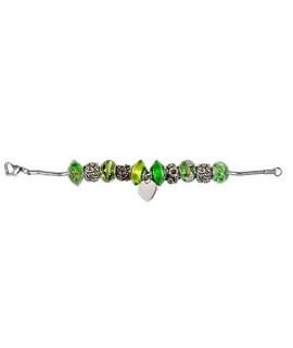 Memorial Gallery Emerald Green Remembrance Bead Pet Heart Urn Charm Bracelet, 8"