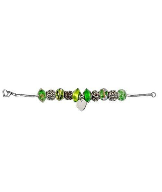 Memorial Gallery Emerald Green Remembrance Bead Pet Heart Urn Charm Bracelet, 8"