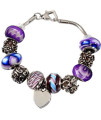 Memorial Gallery Forever Purple Remembrance Bead Pet Heart Urn Charm Bracelet, 9"