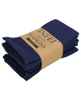 INFEI Solid color cotton Linen Blended Thin Dinner cloth Napkins - Set of 12 (40 x 40 cm) - for Events Home Use (Navy)