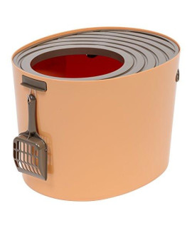 IRIS Medium Top Entry Cat Litter Box, Orange/Brown