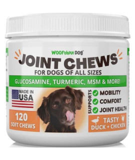 WOOFthful Dog Glucosamine Chondroitin for Dogs with Organic Turmeric and MSM - Premium Joint Supplement for Dogs - Supports Pain Relief, Mobility and Joint Function - Made in USA