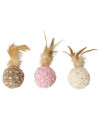 SPOT Ethical Pets 52080 Chenille Chaser Feather Ball Pet Feather Toys