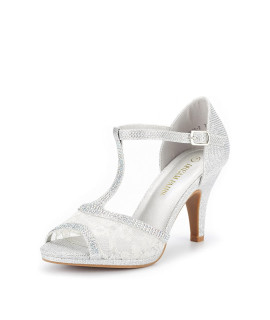 DREAM PAIRS Womens Amore_2 Silver glitter Fashion Stilettos Open Toe Pump Heel Sandals Size 85 B(M) US