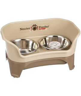 Neater Feeder Express for Medium to Large Dogs with Slow Feed Bowl - Mess Proof Pet Feeder with Stainless Steel Water Bowl & Slow Feed Food Bowl - Drip Proof, Non-Tip, and Non-Slip - cappuccino