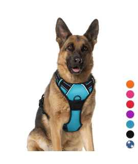 BARKBAY No Pull Pet Harness Dog Harness Adjustable Outdoor Pet Vest 3M Reflective Oxford Material Vest for blue Dogs Easy control for Small Medium Large Dogs (XL)