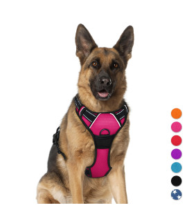 BARKBAY No Pull Pet Harness Dog Harness Adjustable Outdoor Pet Vest 3M Reflective Oxford Material Vest for pink Dogs Easy Control for Small Medium Large Dogs (XL)