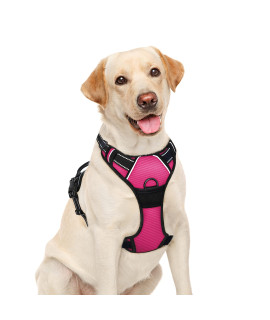 BARKBAY No Pull Pet Harness Dog Harness Adjustable Outdoor Pet Vest 3M Reflective Oxford Material Vest for PINK Dogs Easy Control for Small Medium Large Dogs (L)