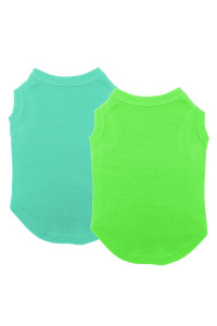 Shirts for cat Kitten Puppy, chol&Vivi cat T-Shirt clothes Soft and Thin, 2pcs Blank Shirt clothes Fit for Extra Small Medium Large Extra Large Size cat Puppy, Extra Small Size, Light Blue and green