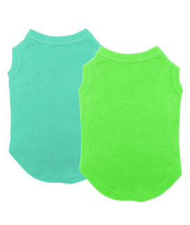 Dog Shirts clothes, chol&Vivi Dog clothes T Shirt Vest Soft and Thin, 2pcs Blank Shirts clothes Fit for Extra Small Medium Large Extra Large Size Dog Puppy, Large Size, Light Blue and green