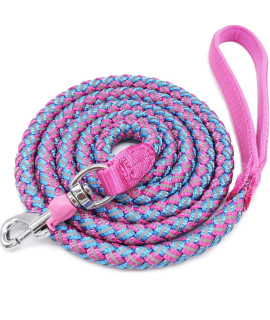 Mycicy 3ft 4ft 6ft 10ft Reflective Dog Leash, Nylon Rope Braided Heavy Duty Dog Training Leash for Large Medium Small Dogs Walking Lead (Pink 4ft)