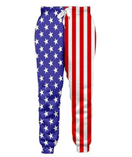 MenWomen American Flag Pants 3D Joggers Pants Flag Jogging Pants Trousers Sport Track Sweatpant 4th of July Women 3D Joggers Red Blue Strap Pants XXL