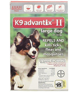 Advantix II Flea DropsTick control K9 for 6-Month Dogs 21-55 Lbs (Red) 6 Doses