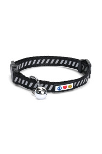 Pawtitas Traffic Reflective Cat Collar With Safety Buckle And Removable Bell Cat Collar Kitten Collar Black Cat Collar