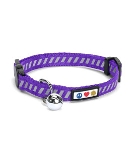 Pawtitas Traffic Reflective Cat Collar With Safety Buckle And Removable Bell Cat Collar Kitten Collar Purple Cat Collar
