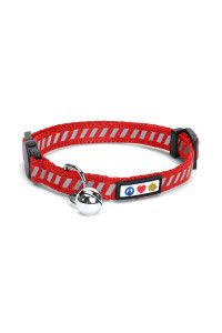 Pawtitas Traffic Reflective Cat Collar With Safety Buckle And Removable Bell Cat Collar Kitten Collar Red Cat Collar