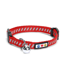 Pawtitas Traffic Reflective Cat Collar With Safety Buckle And Removable Bell Cat Collar Kitten Collar Red Cat Collar