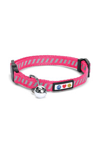 Pawtitas Traffic Reflective Cat Collar With Safety Buckle And Removable Bell Cat Collar Kitten Collar Pink Cat Collar