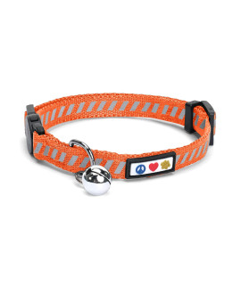 Pawtitas Traffic Reflective Cat Collar With Safety Buckle And Removable Bell Cat Collar Kitten Collar Orange Cat Collar