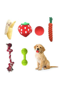 Scenereal Best Small Dog Chew Toys - Cute Durable Stuffed Plush Rope Puppy Toys For Tiny Dogs Cats 6 Pcs