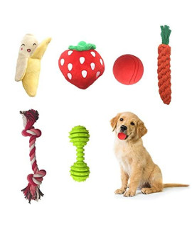 Scenereal Best Small Dog Chew Toys - Cute Durable Stuffed Plush Rope Puppy Toys For Tiny Dogs Cats 6 Pcs