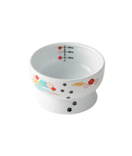 Necoichi Raised Cat Water Bowl, Elevated, With Measurement Lines, Dishwasher And Microwave Safe, No1 Seller In Japan (Fuji Limited Edition, Regular)