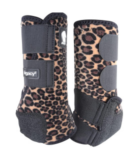 Classic Equine Legacy2 Hind Support Boots, Cheetah, Large