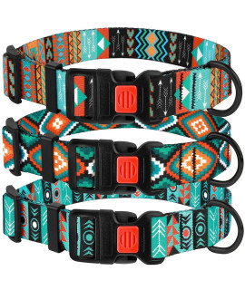 Collardirect Dog Collar For Small Medium Large Dogs Or Puppies, Cute Unique Design With A Quick Release Buckle, Tribal Ethnic Aztec Pattern, Adjustable Soft Nylon (Tribal, Neck Fit 14-18)
