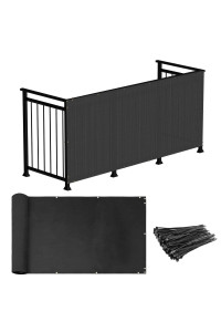 Windscreen4Less 3X50 Deck Balcony Privacy Screen For Deck Pool Fence Railings Apartment Balcony Privacy Screen For Patio Yard Porch Chain Link Fence Condo With Zip Ties Black
