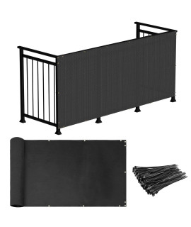 Windscreen4Less 3X50 Deck Balcony Privacy Screen For Deck Pool Fence Railings Apartment Balcony Privacy Screen For Patio Yard Porch Chain Link Fence Condo With Zip Ties Black