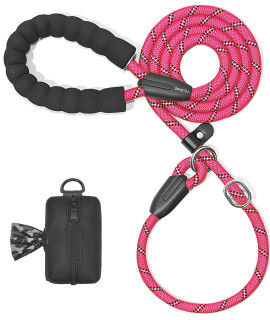 iYoShop 6 FT Durable Slip Lead Dog Leash with Zipper Pouch, Padded Handle and Highly Reflective Threads, Dog Training Leash, (MediumLarge, 18120 lbs, Pink)